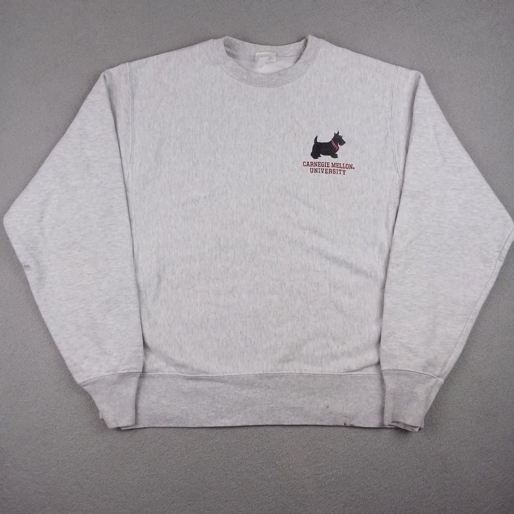 Champion Carnegie Mellon University Mens Large Reverse Weave Sweatshirt Gray Y2k
